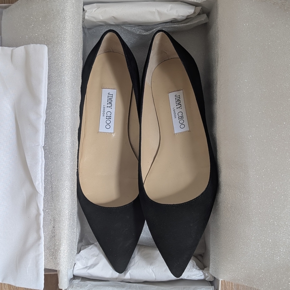 NIB Jimmy Choo Alina Black Suede Ballet Flats - Picture 2 of 7